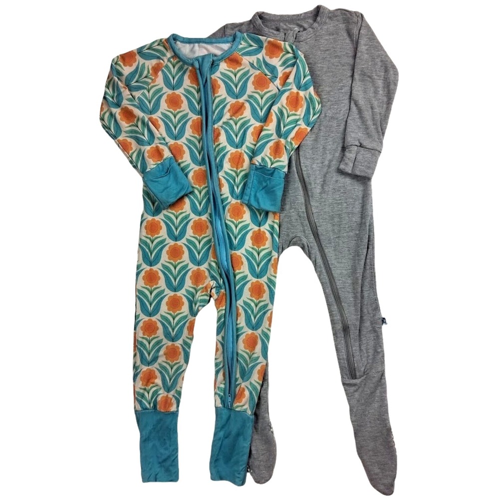 KicKee‎ Pants Gray Little One Shop Floral 12 18 Mos Sleeper Lot Viscose